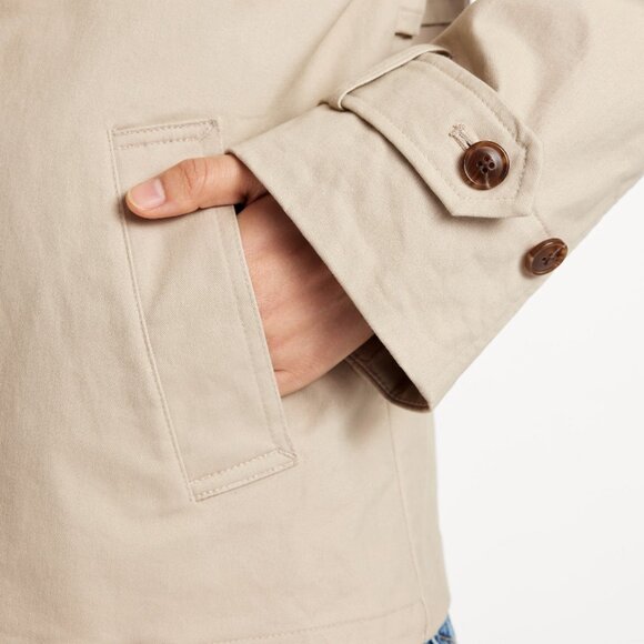 NWT Old Navy Oversized Double Breasted Short Trench Coat M - Picture 2 of 9